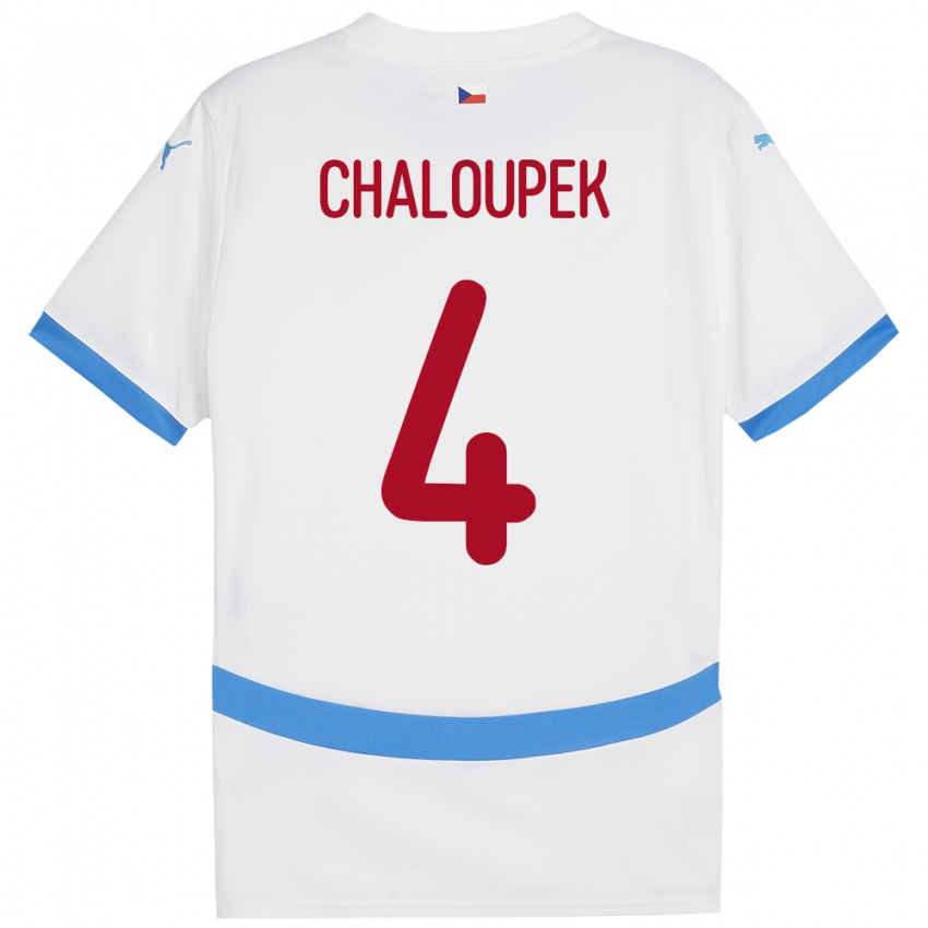 Niño Camiseta Chequia Stepan Chaloupek #4 Blanco 2ª Equipación 24-26 La Camisa Chile