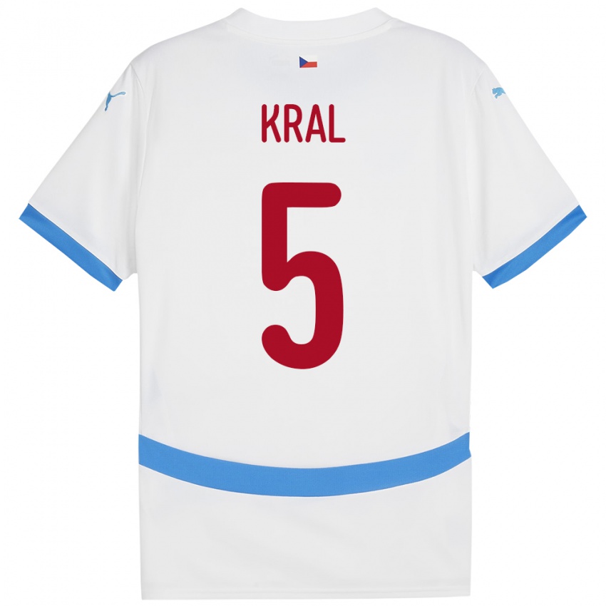 Niño Camiseta Chequia Tomas Kral #5 Blanco 2ª Equipación 24-26 La Camisa Chile