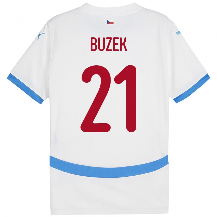 Niño Camiseta Chequia Alexandr Buzek #21 Blanco 2ª Equipación 24-26 La Camisa Chile