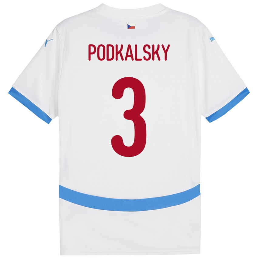 Niño Camiseta Chequia Jakub Podkalsky #3 Blanco 2ª Equipación 24-26 La Camisa Chile