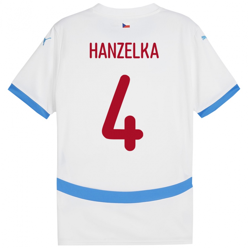 Niño Camiseta Chequia Denis Hanzelka #4 Blanco 2ª Equipación 24-26 La Camisa Chile