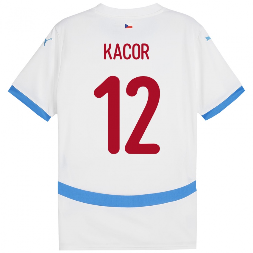 Niño Camiseta Chequia Pavel Kacor #12 Blanco 2ª Equipación 24-26 La Camisa Chile