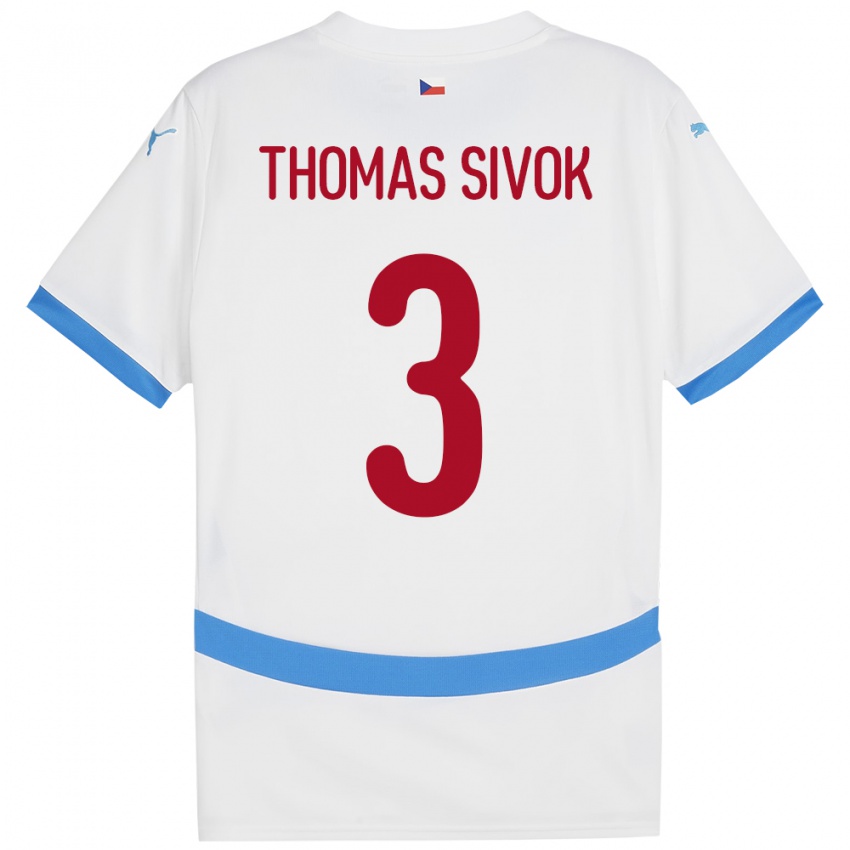 Niño Camiseta Chequia Andre Thomas Sivok #3 Blanco 2ª Equipación 24-26 La Camisa Chile