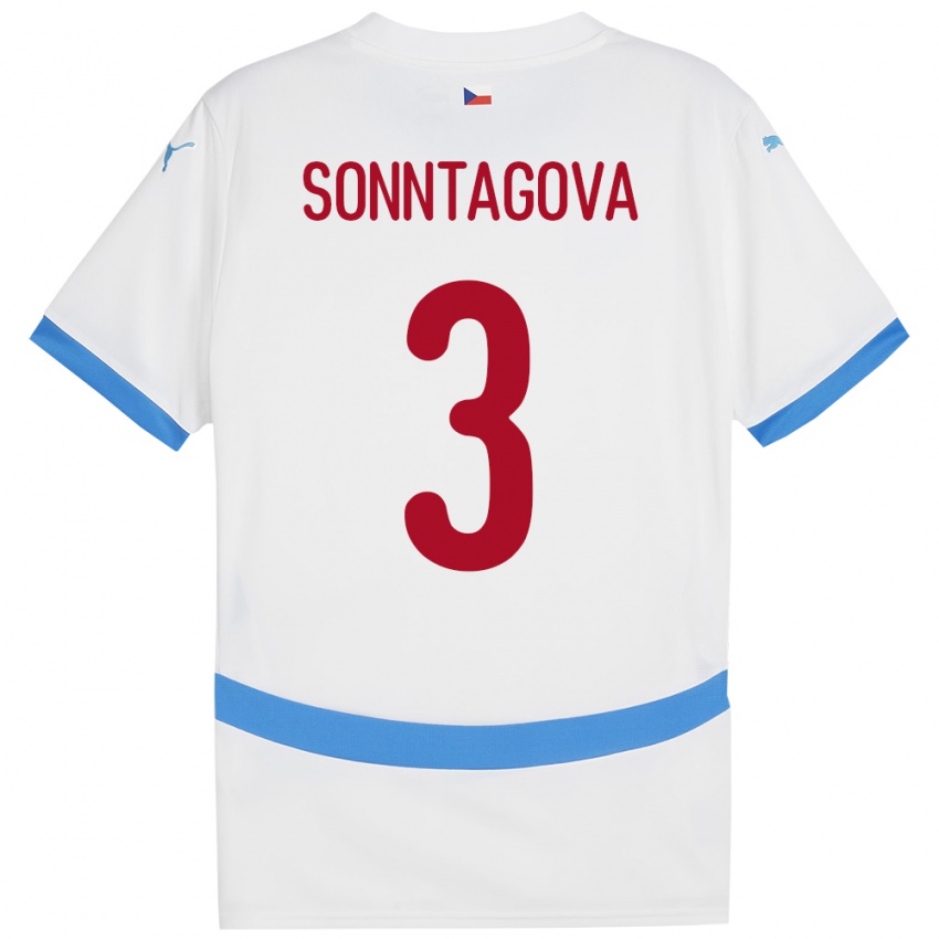 Niño Camiseta Chequia Eliška Sonntagová #3 Blanco 2ª Equipación 24-26 La Camisa Chile