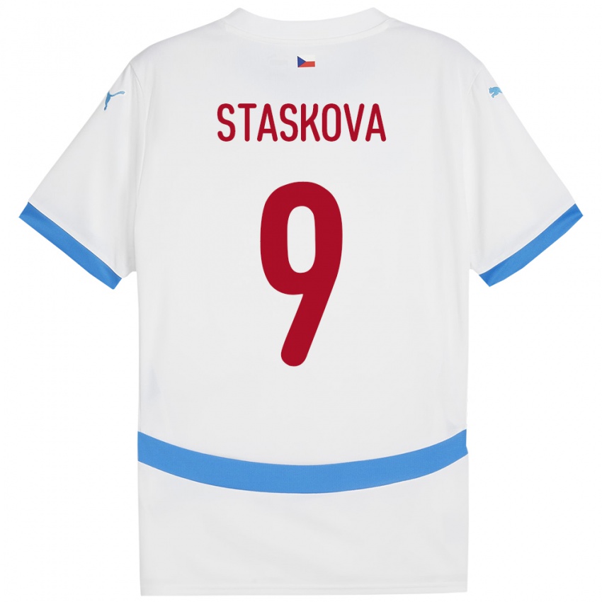 Niño Camiseta Chequia Andrea Stašková #9 Blanco 2ª Equipación 24-26 La Camisa Chile