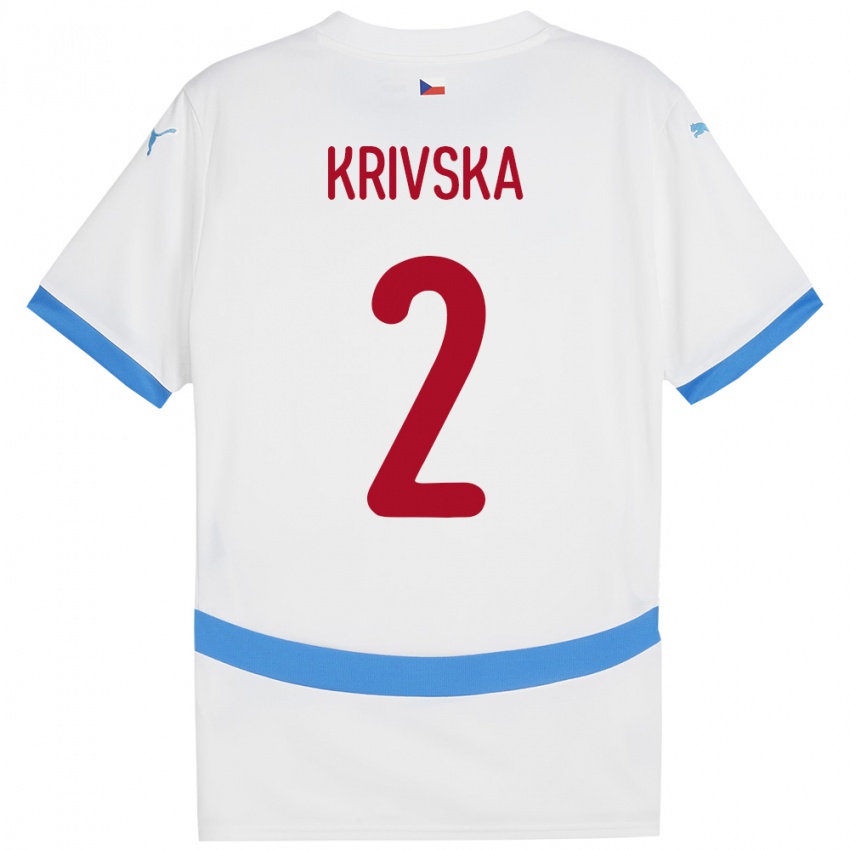 Niño Camiseta Chequia Karolína Křivská #2 Blanco 2ª Equipación 24-26 La Camisa Chile