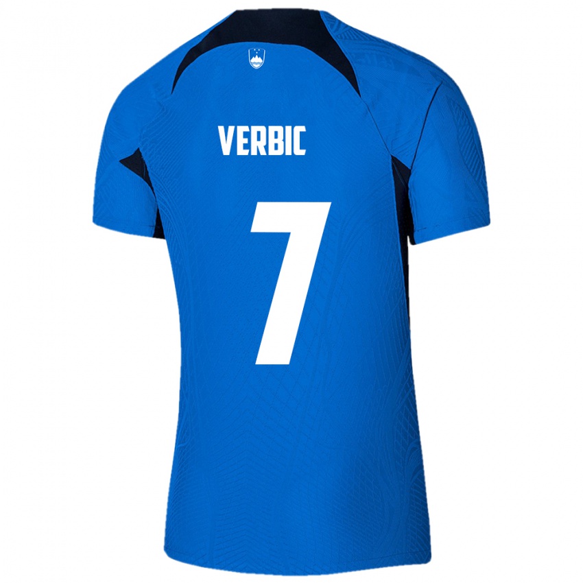 Niño Camiseta Eslovenia Benjamin Verbic #7 Azul 2ª Equipación 24-26 La Camisa Chile