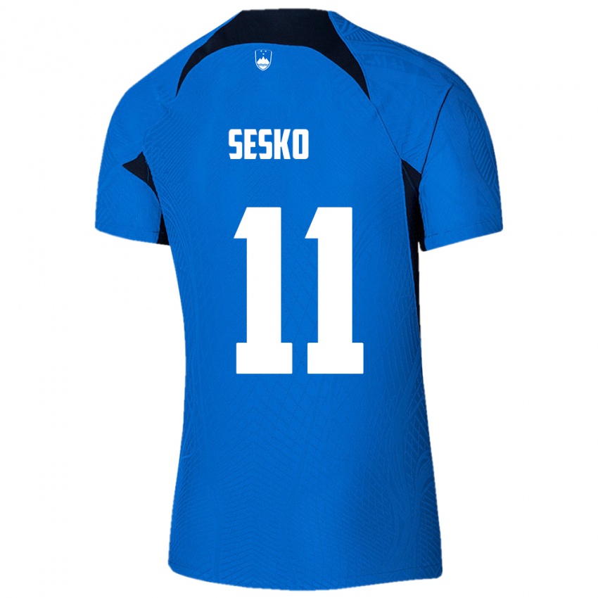 Niño Camiseta Eslovenia Benjamin Sesko #11 Azul 2ª Equipación 24-26 La Camisa Chile