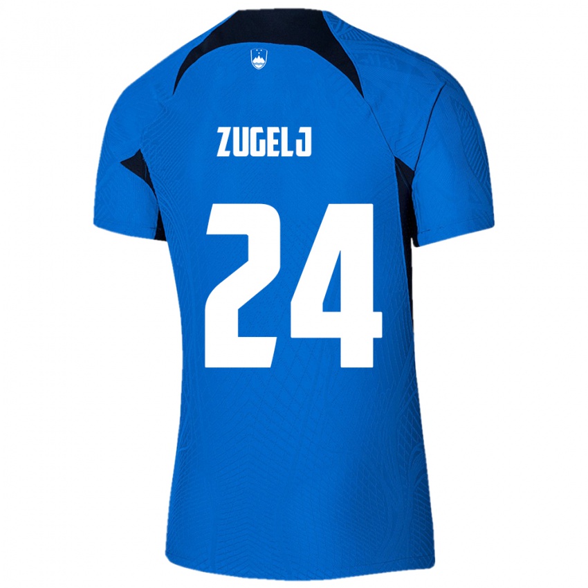 Niño Camiseta Eslovenia Nino Zugelj #24 Azul 2ª Equipación 24-26 La Camisa Chile