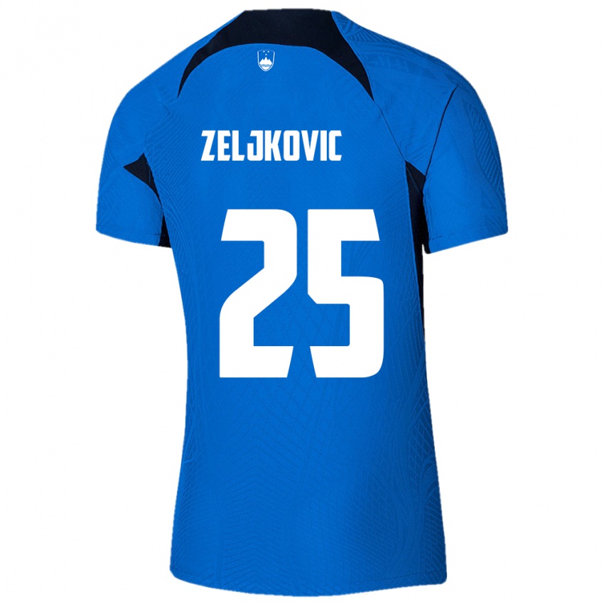 Niño Camiseta Eslovenia Adrian Zeljkovic #25 Azul 2ª Equipación 24-26 La Camisa Chile