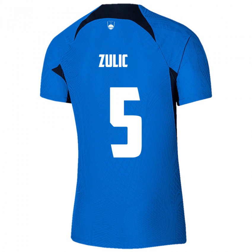 Niño Camiseta Eslovenia Anel Zulic #5 Azul 2ª Equipación 24-26 La Camisa Chile