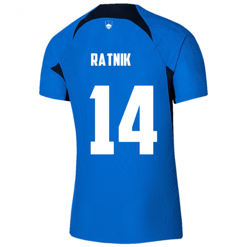 Niño Camiseta Eslovenia Marcel Ratnik #14 Azul 2ª Equipación 24-26 La Camisa Chile