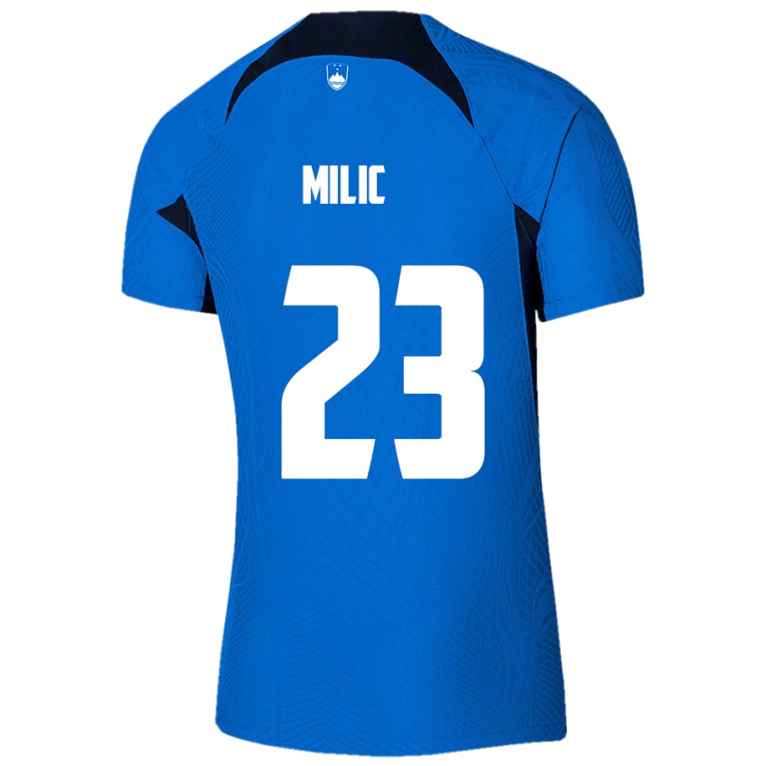 Niño Camiseta Eslovenia Nino Milic #23 Azul 2ª Equipación 24-26 La Camisa Chile