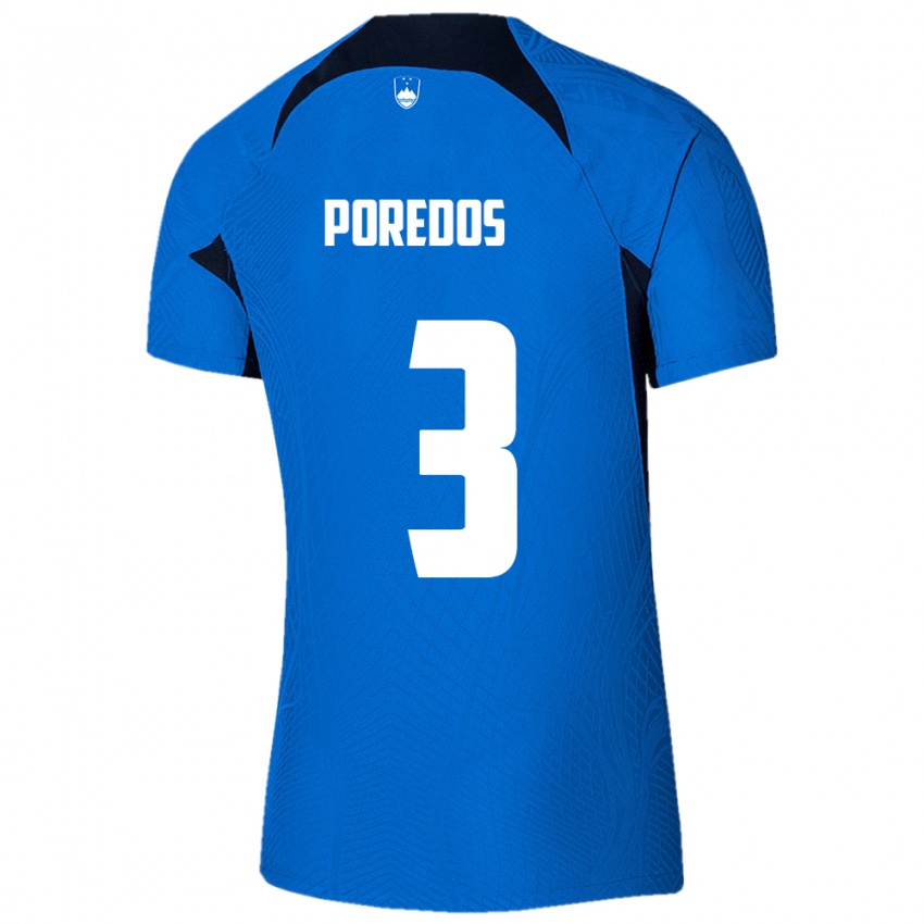 Niño Camiseta Eslovenia Luka Poredos #3 Azul 2ª Equipación 24-26 La Camisa Chile