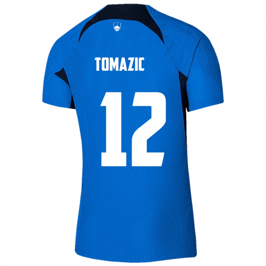 Niño Camiseta Eslovenia Lukas Tomazic #12 Azul 2ª Equipación 24-26 La Camisa Chile