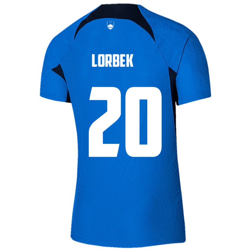 Niño Camiseta Eslovenia Anej Lorbek #20 Azul 2ª Equipación 24-26 La Camisa Chile