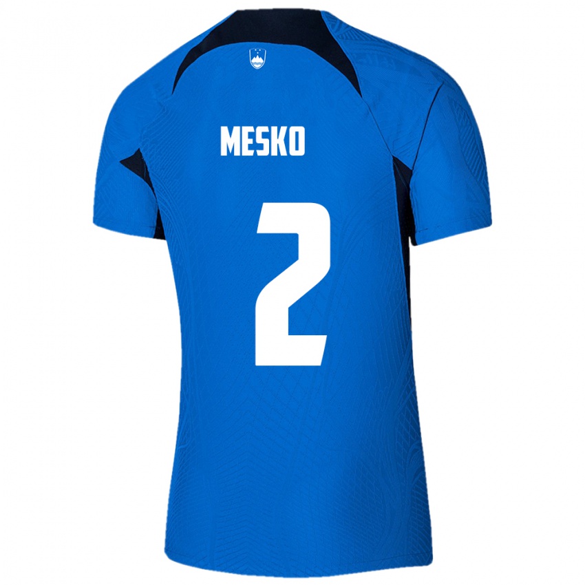 Niño Camiseta Eslovenia Zan Mesko #2 Azul 2ª Equipación 24-26 La Camisa Chile