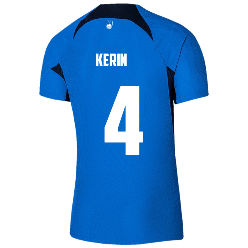 Niño Camiseta Eslovenia Mark Kerin #4 Azul 2ª Equipación 24-26 La Camisa Chile