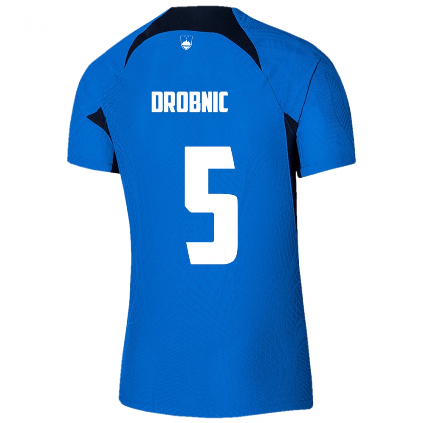 Niño Camiseta Eslovenia Dominik Drobnic #5 Azul 2ª Equipación 24-26 La Camisa Chile