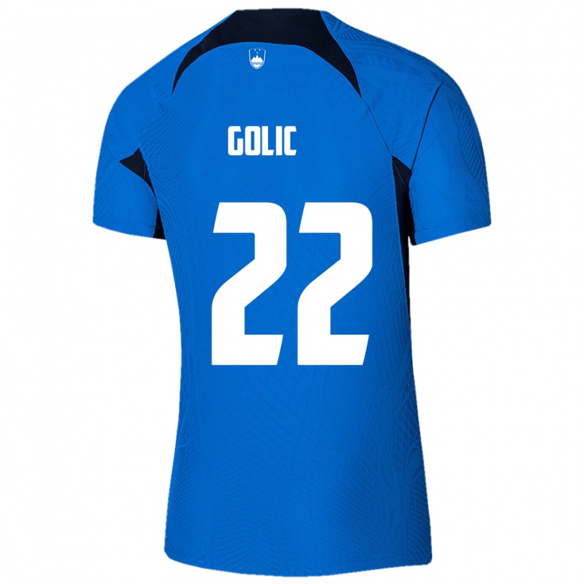 Niño Camiseta Eslovenia Tilen Golic #22 Azul 2ª Equipación 24-26 La Camisa Chile