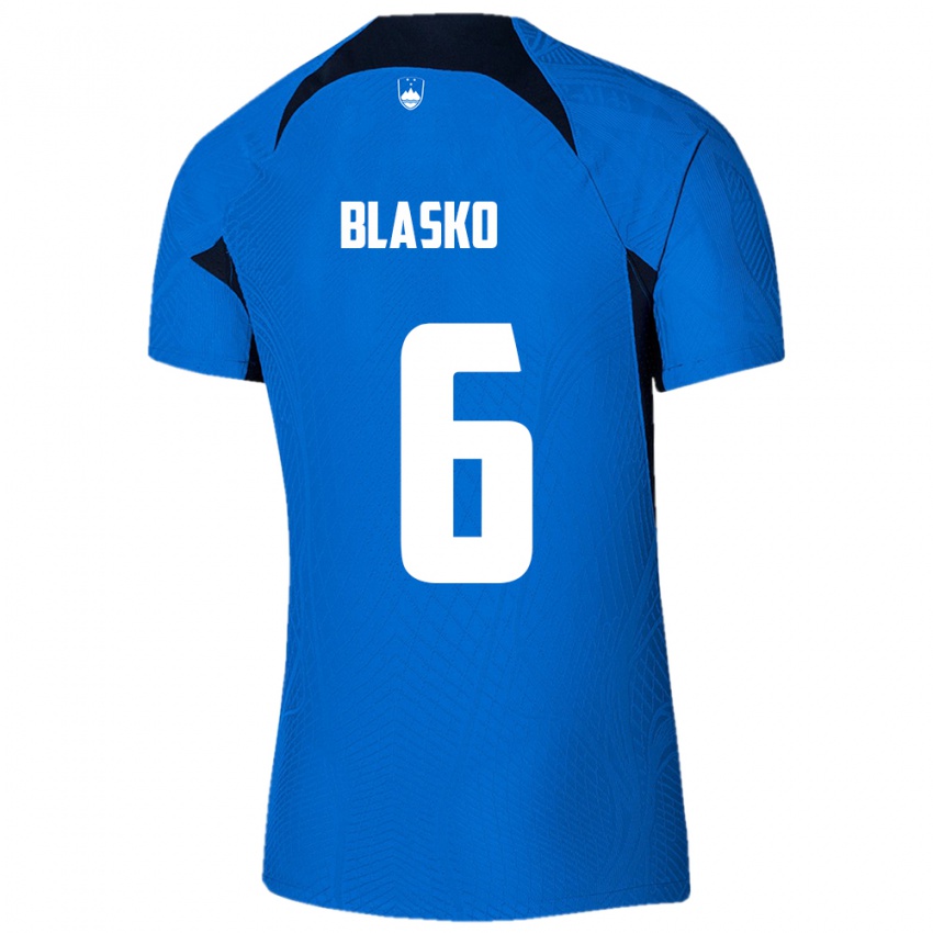 Niño Camiseta Eslovenia Svit Blasko #6 Azul 2ª Equipación 24-26 La Camisa Chile