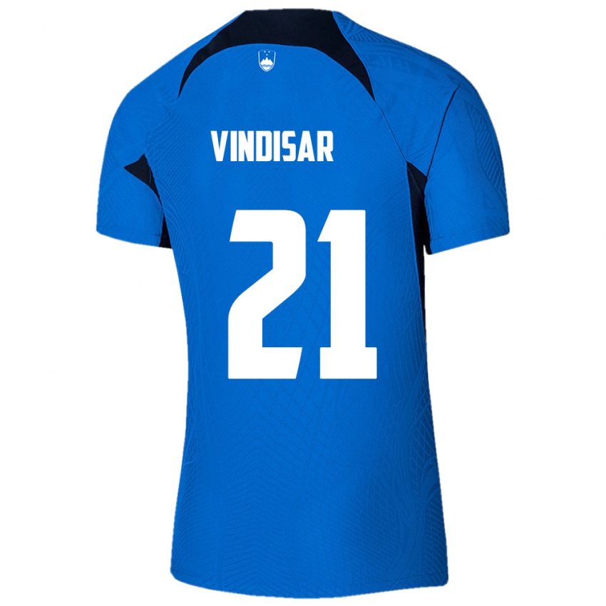 Niño Camiseta Eslovenia Zala Vindišar #21 Azul 2ª Equipación 24-26 La Camisa Chile