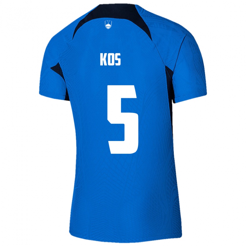 Niño Camiseta Eslovenia Evelina Kos #5 Azul 2ª Equipación 24-26 La Camisa Chile