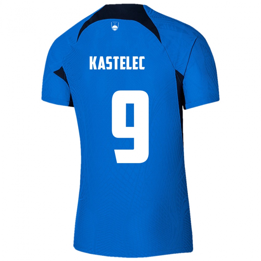 Niño Camiseta Eslovenia Mirjam Kastelec #9 Azul 2ª Equipación 24-26 La Camisa Chile