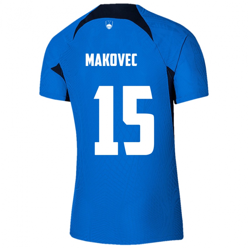 Niño Camiseta Eslovenia Sara Makovec #15 Azul 2ª Equipación 24-26 La Camisa Chile