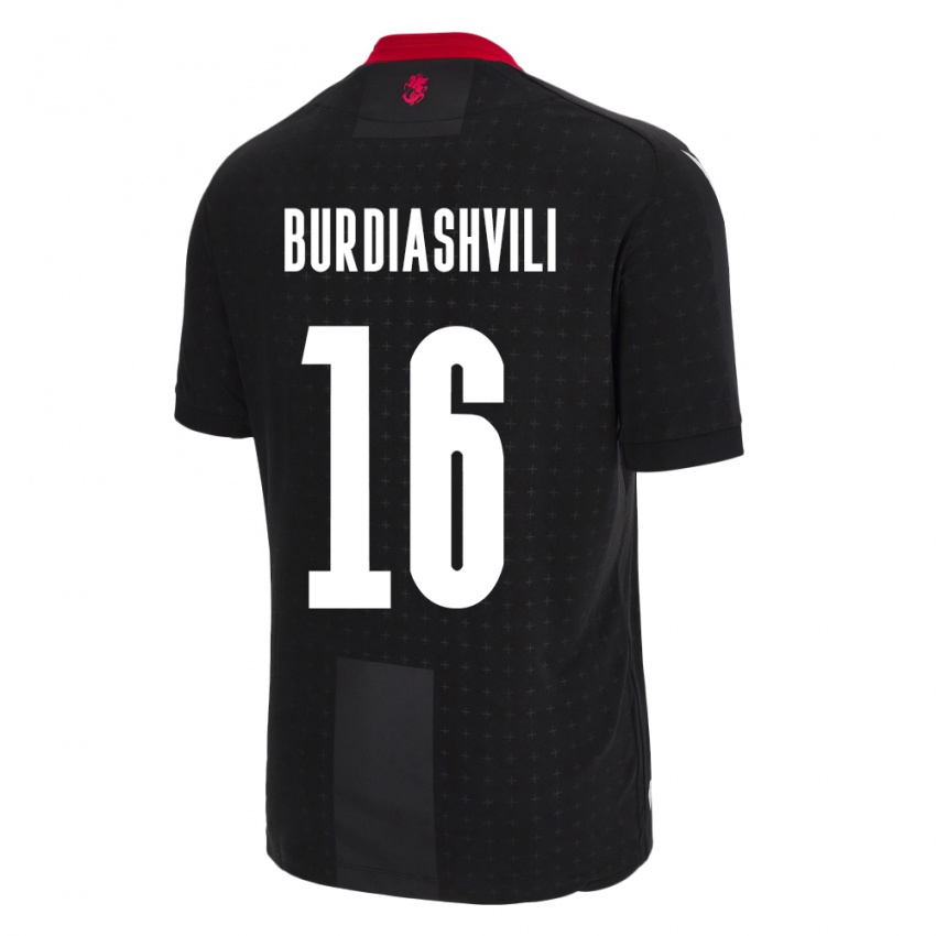 Niño Camiseta Georgia Beka Burdiashvili #16 Negro 2ª Equipación 24-26 La Camisa Chile