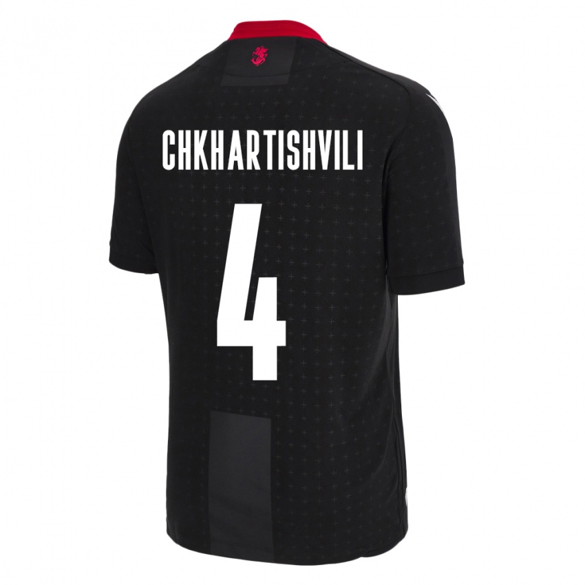 Niño Camiseta Georgia Nino Chkhartishvili #4 Negro 2ª Equipación 24-26 La Camisa Chile