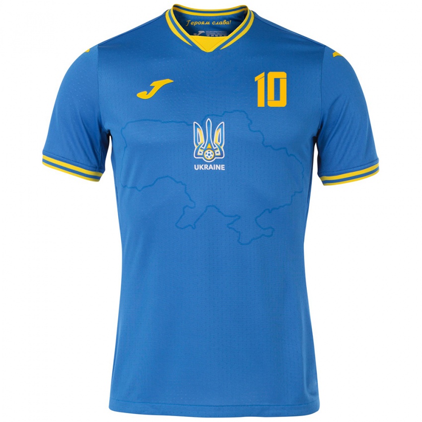 Niño Camiseta Ucrania Andriy Matkevych #10 Azul 2ª Equipación 24-26 La Camisa Chile