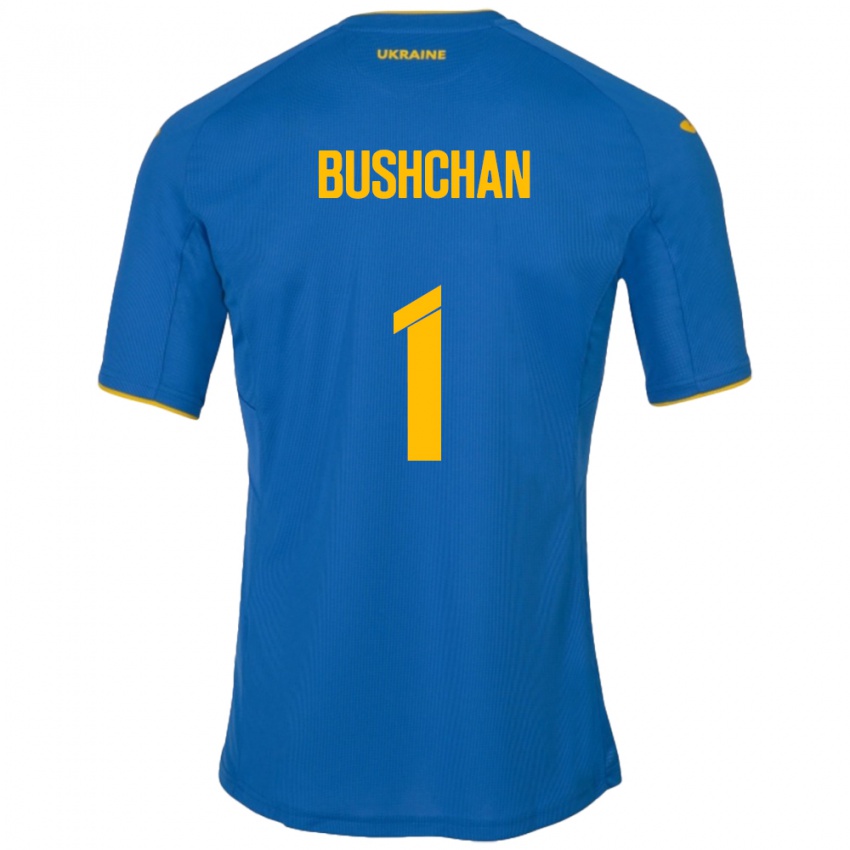 Niño Camiseta Ucrania Georgiy Bushchan #1 Azul 2ª Equipación 24-26 La Camisa Chile