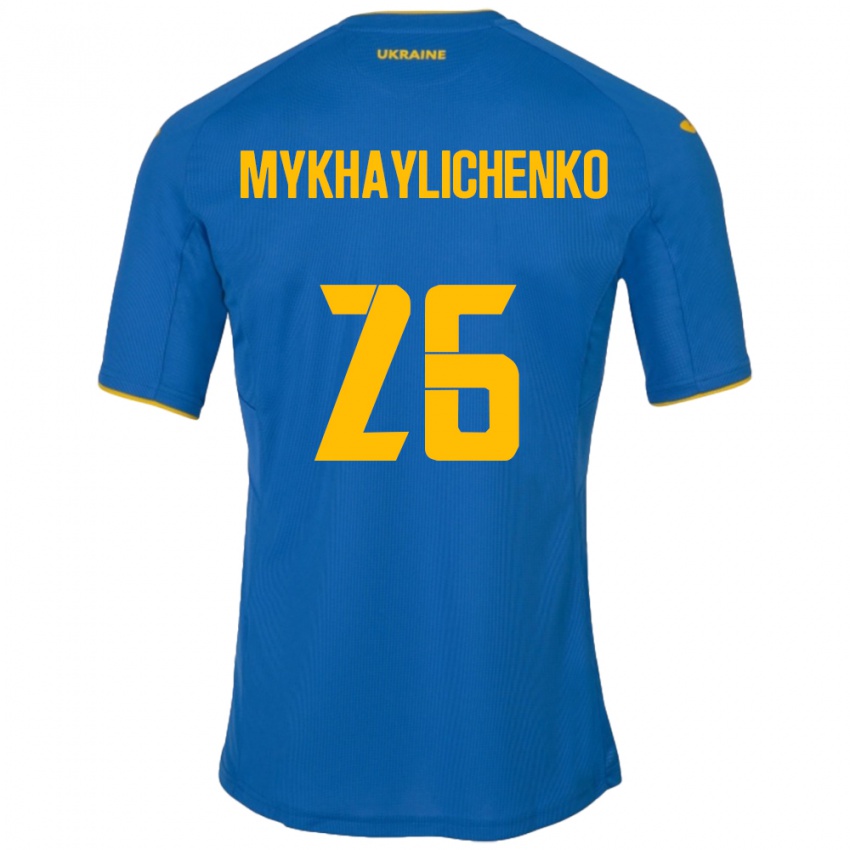 Niño Camiseta Ucrania Bogdan Mykhaylichenko #26 Azul 2ª Equipación 24-26 La Camisa Chile