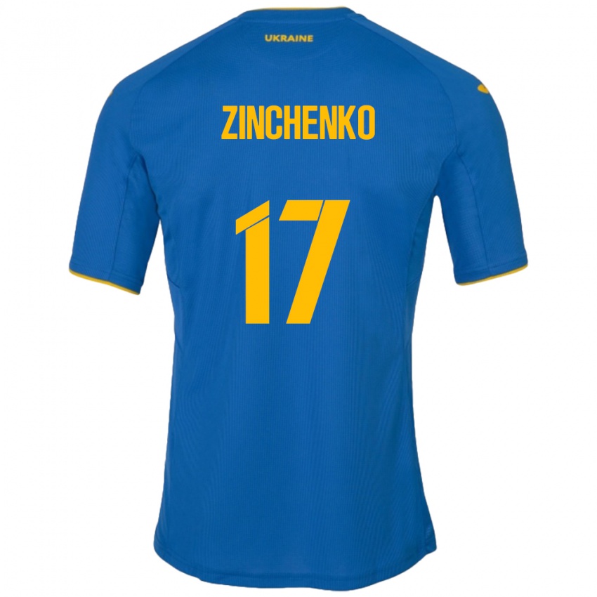 Niño Camiseta Ucrania Oleksandr Zinchenko #17 Azul 2ª Equipación 24-26 La Camisa Chile