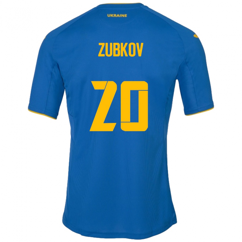 Niño Camiseta Ucrania Oleksandr Zubkov #20 Azul 2ª Equipación 24-26 La Camisa Chile