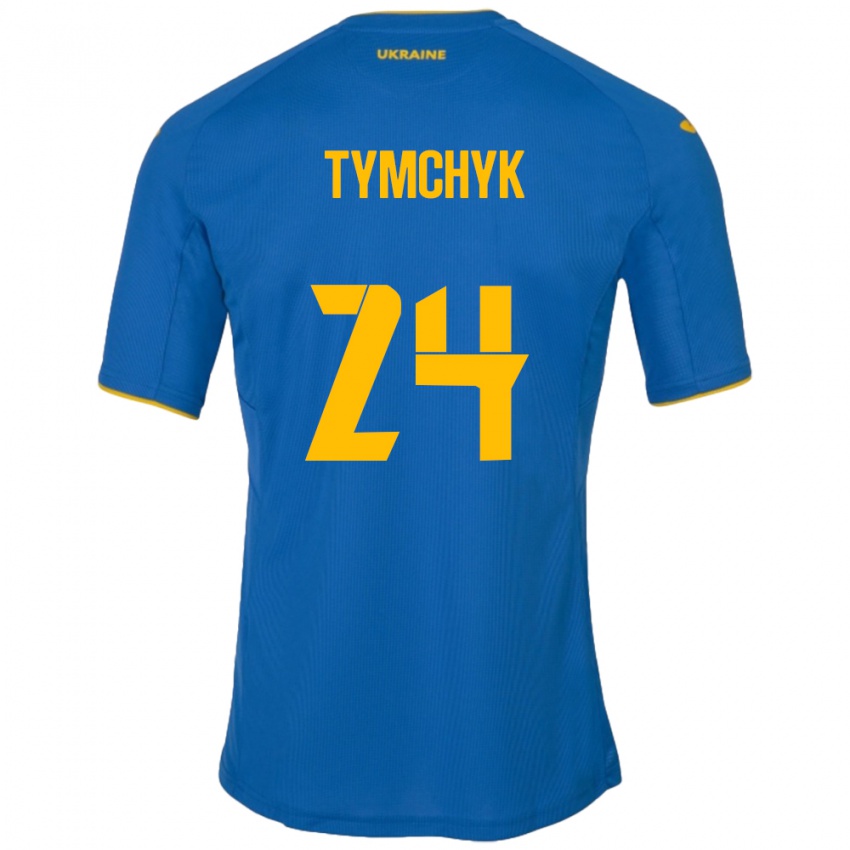 Niño Camiseta Ucrania Oleksandr Tymchyk #24 Azul 2ª Equipación 24-26 La Camisa Chile