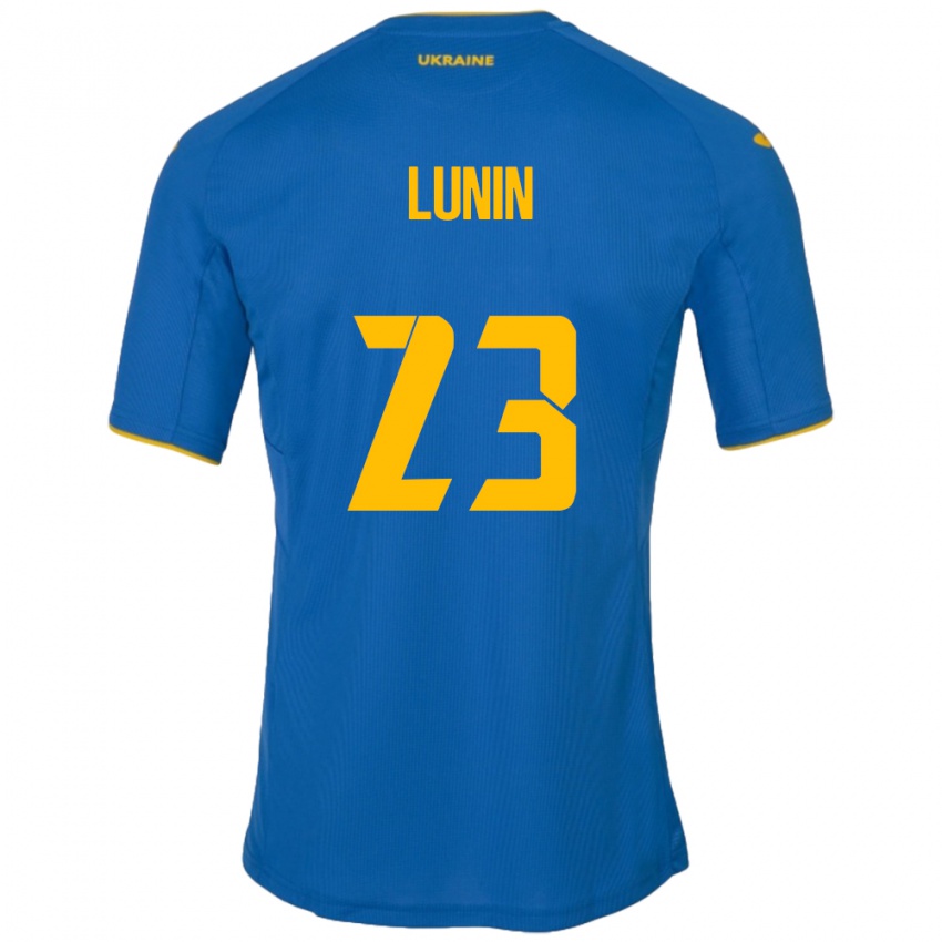 Niño Camiseta Ucrania Andriy Lunin #23 Azul 2ª Equipación 24-26 La Camisa Chile