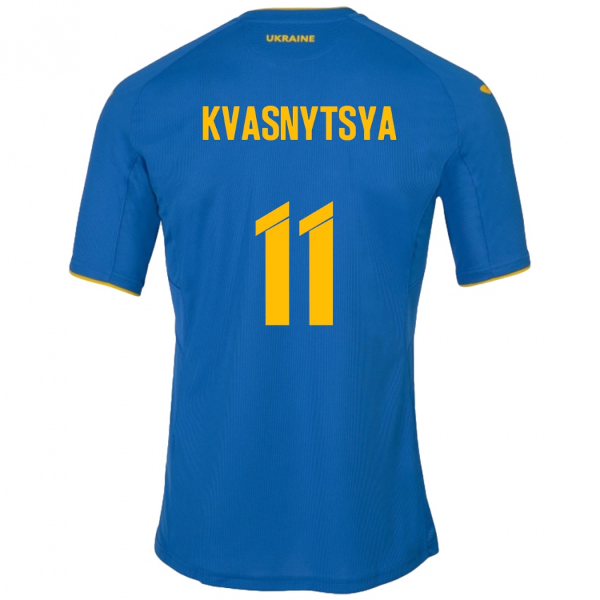 Niño Camiseta Ucrania Ilya Kvasnytsya #11 Azul 2ª Equipación 24-26 La Camisa Chile