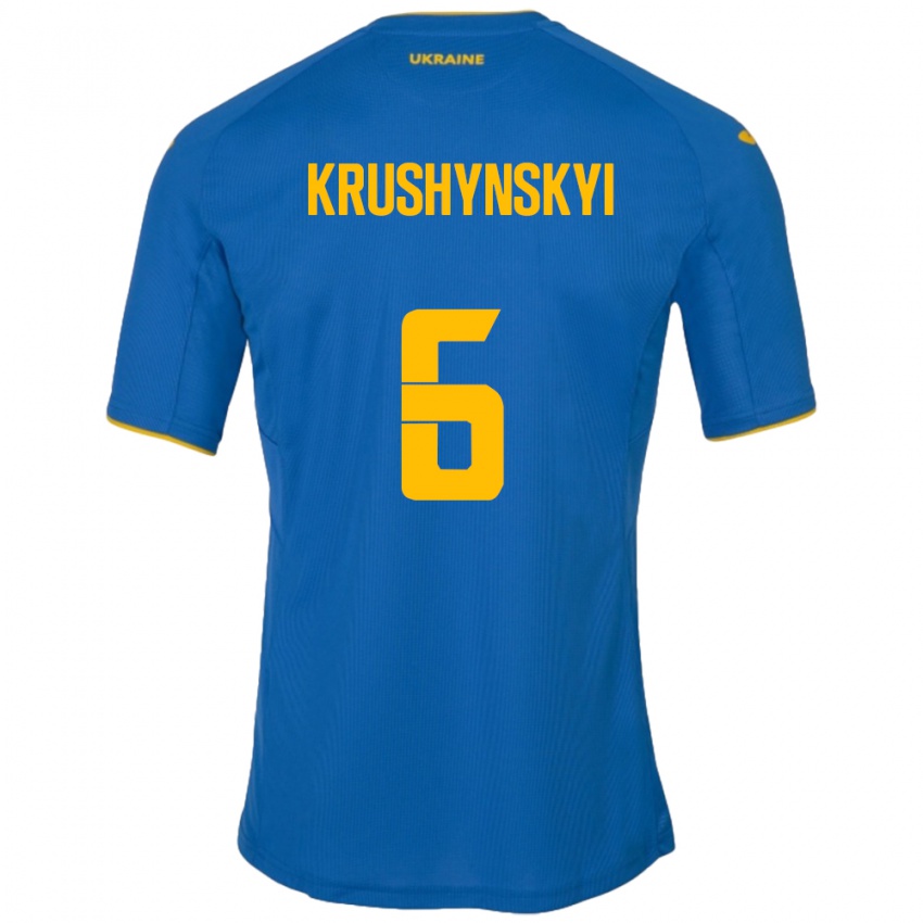 Niño Camiseta Ucrania Borys Krushynskyi #6 Azul 2ª Equipación 24-26 La Camisa Chile