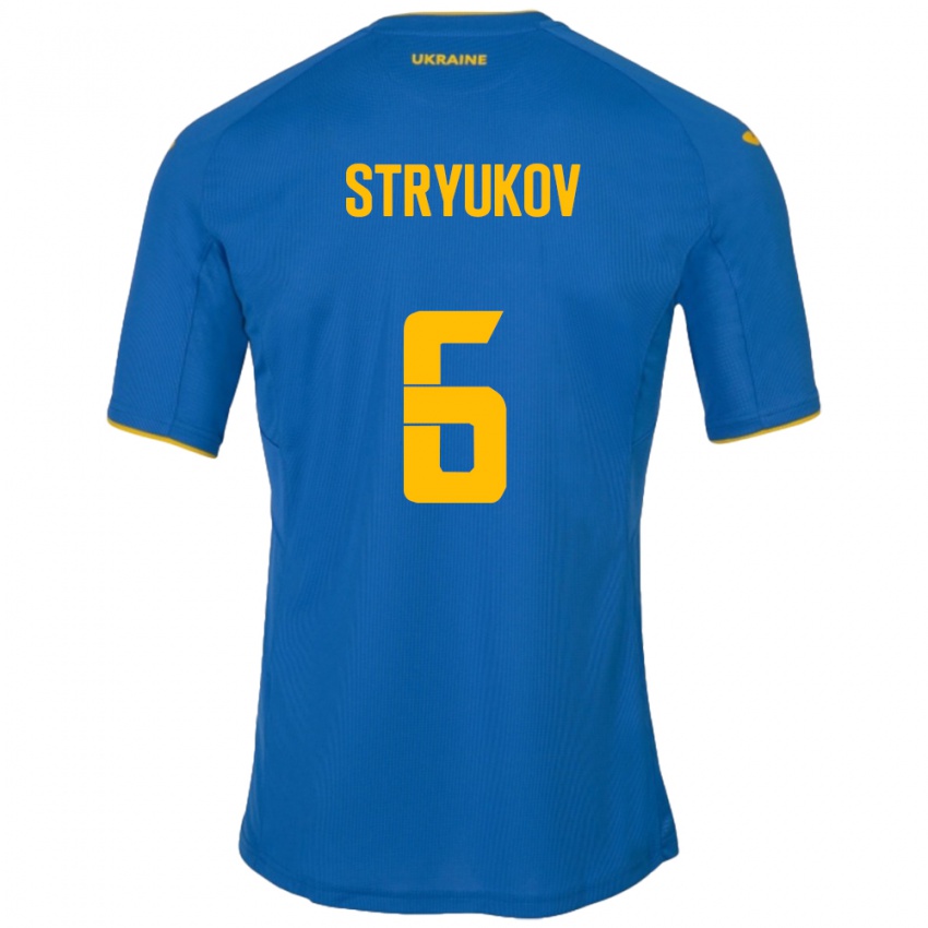 Niño Camiseta Ucrania Maksym Stryukov #6 Azul 2ª Equipación 24-26 La Camisa Chile