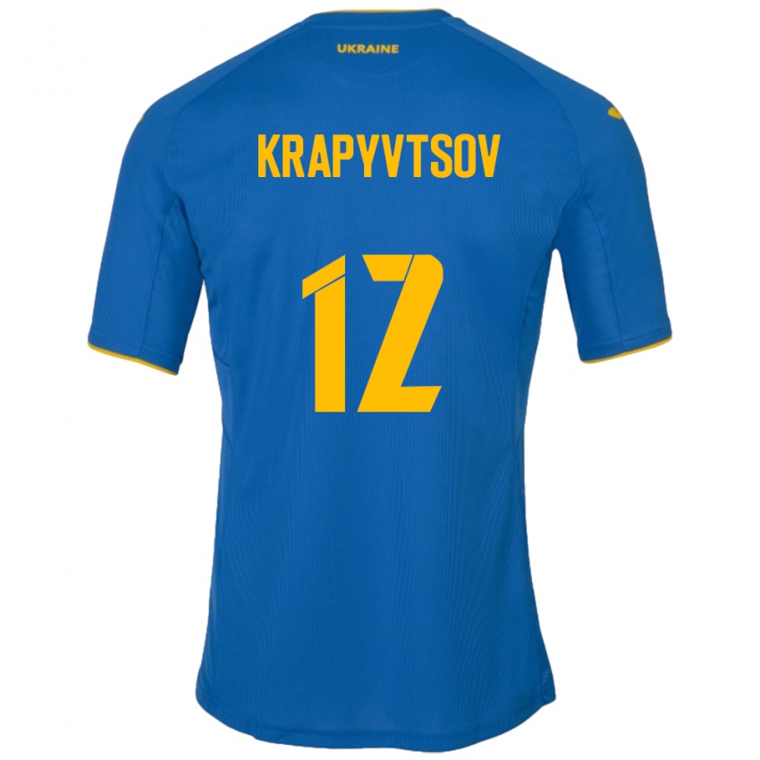 Niño Camiseta Ucrania Vladyslav Krapyvtsov #12 Azul 2ª Equipación 24-26 La Camisa Chile