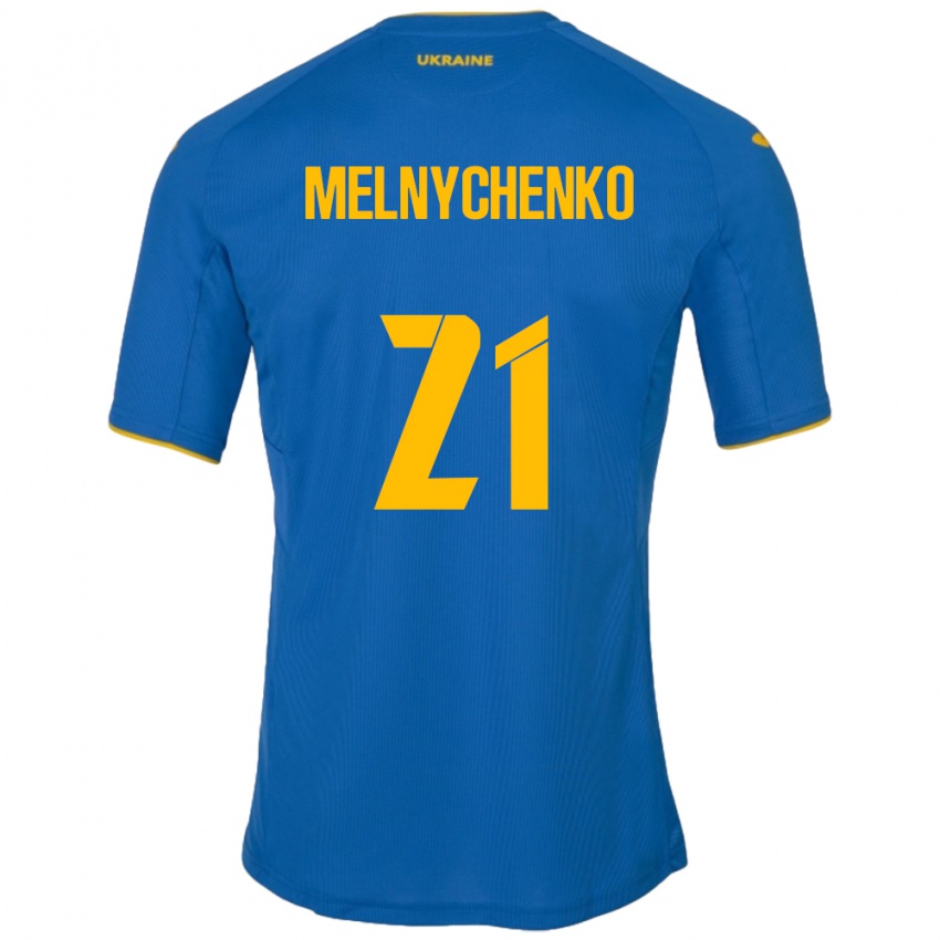 Niño Camiseta Ucrania Maksym Melnychenko #21 Azul 2ª Equipación 24-26 La Camisa Chile