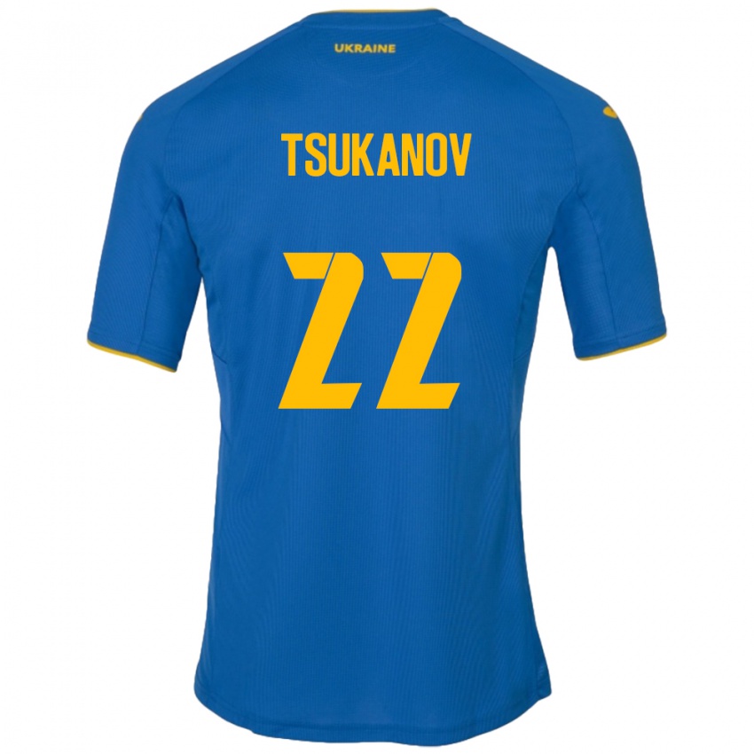 Niño Camiseta Ucrania Viktor Tsukanov #22 Azul 2ª Equipación 24-26 La Camisa Chile