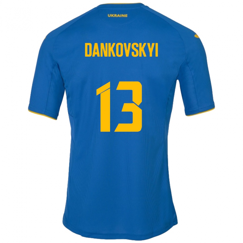 Niño Camiseta Ucrania Yegor Dankovskyi #13 Azul 2ª Equipación 24-26 La Camisa Chile