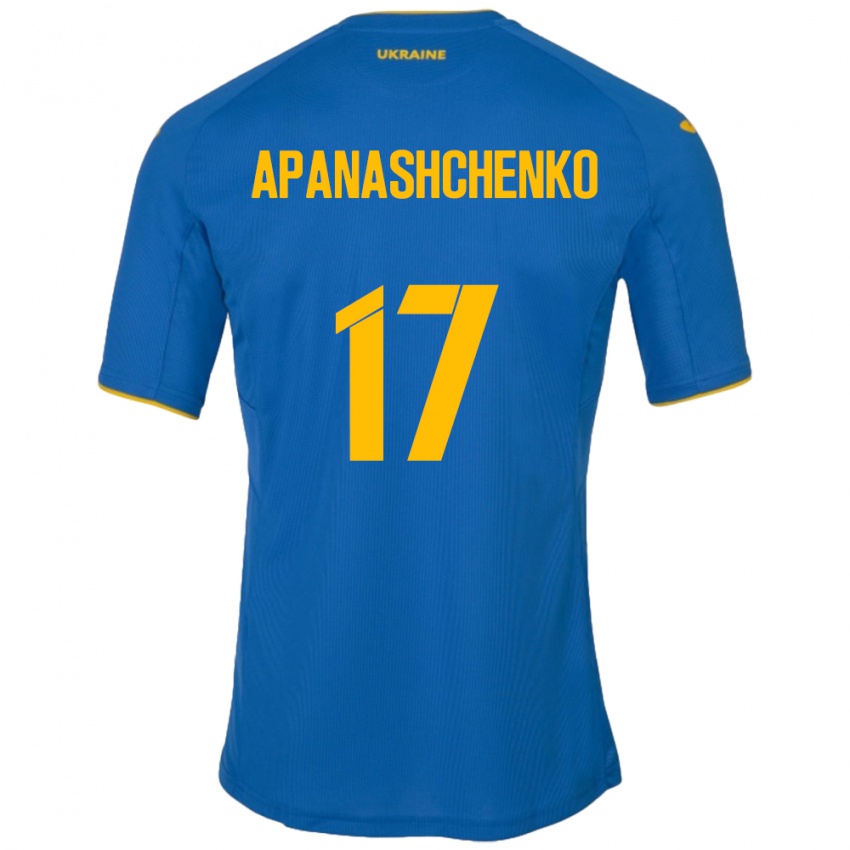 Niño Camiseta Ucrania Daryna Apanashchenko #17 Azul 2ª Equipación 24-26 La Camisa Chile