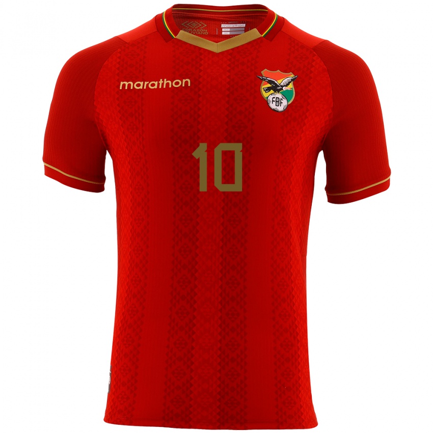 Niño Camiseta Bolivia Ramiro Vaca #10 Rojo 2ª Equipación 24-26 La Camisa Chile