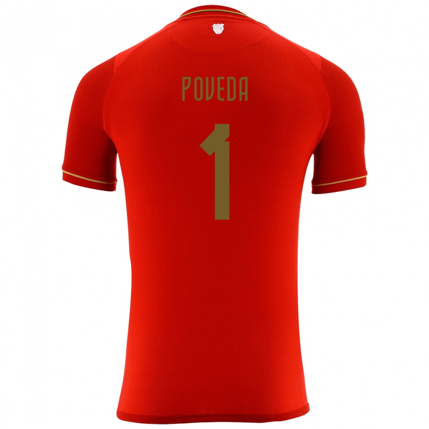 Niño Camiseta Bolivia Bruno Poveda #1 Rojo 2ª Equipación 24-26 La Camisa Chile