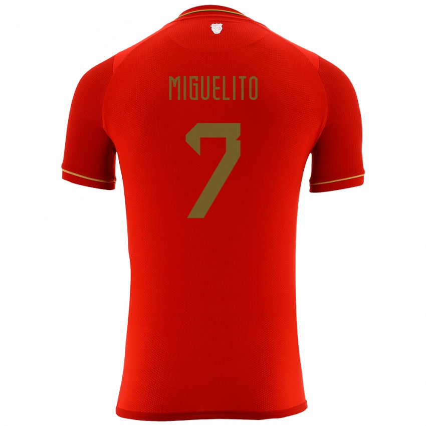 Niño Camiseta Bolivia Miguelito #7 Rojo 2ª Equipación 24-26 La Camisa Chile