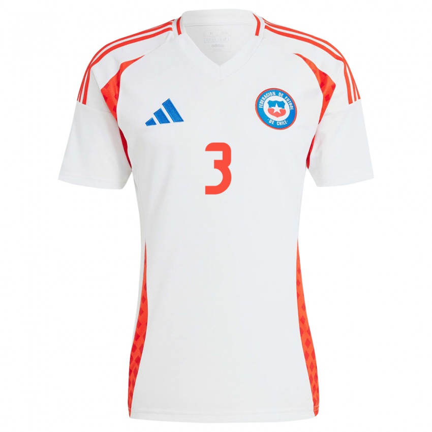 Niño Camiseta Chile Iván Román #3 Blanco 2ª Equipación 24-26 La Camisa Chile